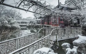冬季苏州拙政园雪景图片壁纸_7