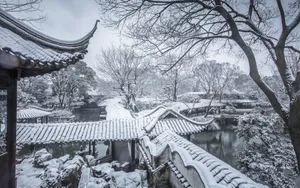 冬季苏州拙政园雪景图片壁纸_8