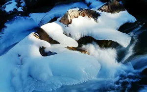 冬季冰封的河流溪流风景壁纸_4