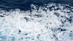 蓝色大海浪花图片_5