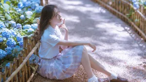 jk少女制服户外写真图片_5
