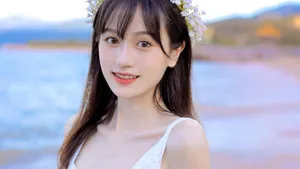 清新养眼美女海边写真图片_7
