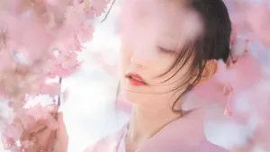 樱花树下的的美女图片_3