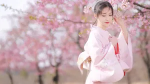 樱花树下的的美女图片_4