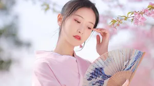 樱花树下的的美女图片_7