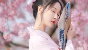 樱花树下的的美女图片_8