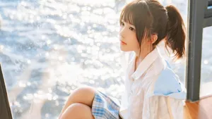 清新唯美马尾少女写真壁纸_2