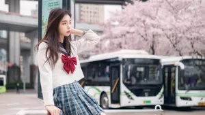 樱花JK少女意境写真图片_6