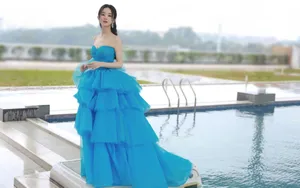 赵丽颖蓝色裙性感壁纸_2
