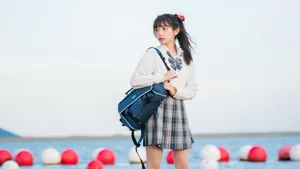 日系jk小清新甜美美女写真壁纸_2