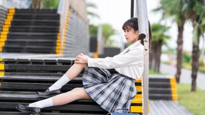 日系jk小清新甜美美女写真壁纸_8