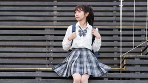 日系jk小清新甜美美女写真壁纸_11