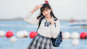 日系jk小清新甜美美女写真壁纸_12