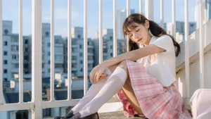 日系jk小清新甜美美女写真壁纸_14