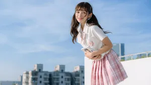 日系jk小清新甜美美女写真壁纸_15
