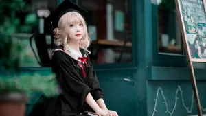 唯美美女学士服壁纸_6