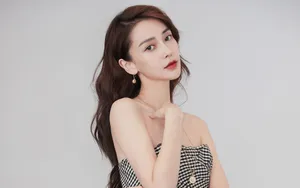 angelababy抹胸性感格子裙壁纸