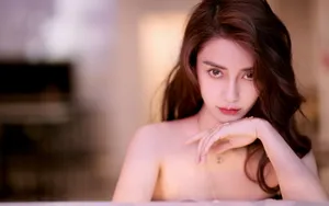 angelababy抹胸性感格子裙壁纸_8