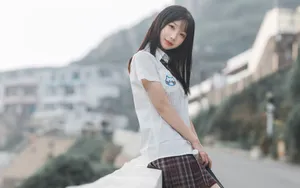 清纯JK美女桌面壁纸