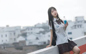 清纯JK美女桌面壁纸_2