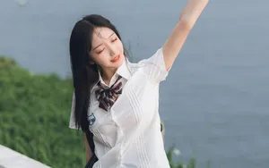 清纯JK美女桌面壁纸_5