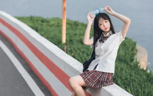 清纯JK美女桌面壁纸_6