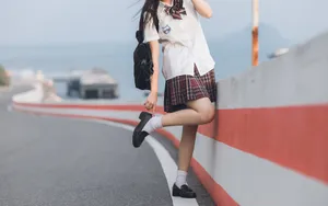 清纯JK美女桌面壁纸_7