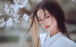 白衣古装美女古风写真图片