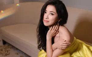 朱珠性感抹胸裙写真图片_3