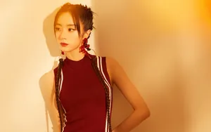 胡冰卿古典红装少女壁纸