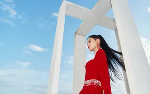 张予曦红裙高清壁纸_5