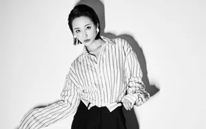 李纯条纹衬衣性感壁纸_2