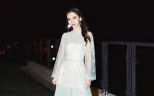 angelababy肉色白纱裙图片_3