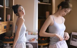 甜美吊带睡裙美女图片_6