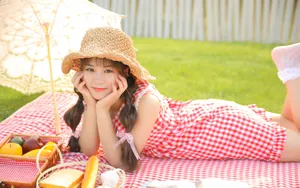 格子连衣裙美女图片_6