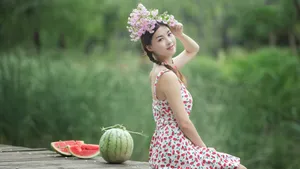 夏天美女吃西瓜图片_7