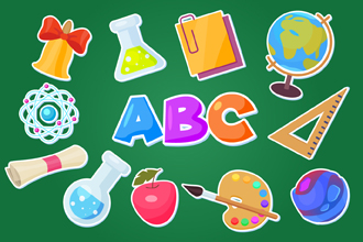 免费学校主题贴纸套装（PSD，AI，EPS，PNG）