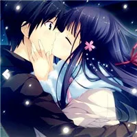 二次元唯美系情侣接吻头像第1张