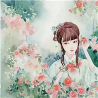 唯美古风女子手绘头像第1张