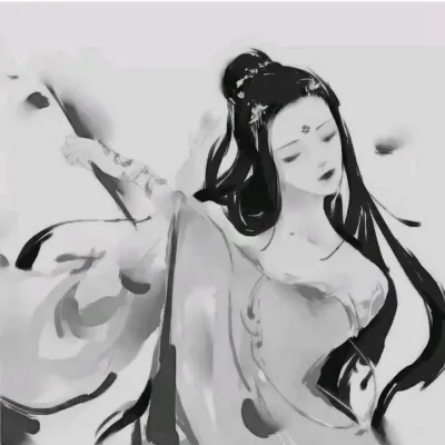 黑白古风动漫头像女第1张