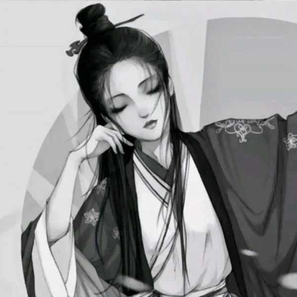 黑白高冷动漫古风女头像第1张