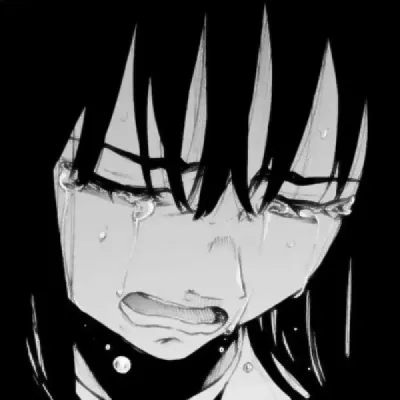 动漫丧系头像女黑白第1张