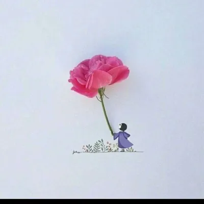 高清超有创意的花朵卡通小女孩子图片头像第1张