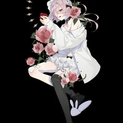 高清黑色背景的动漫女头图片第1张