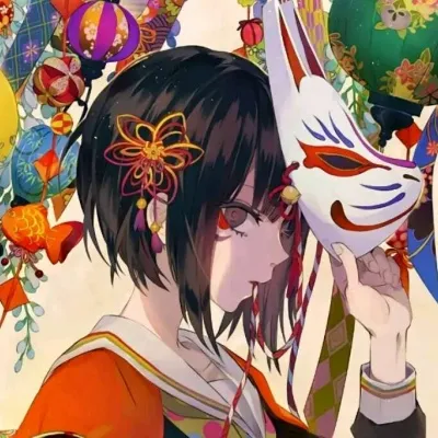 古风动漫女头狐狸面具第1张