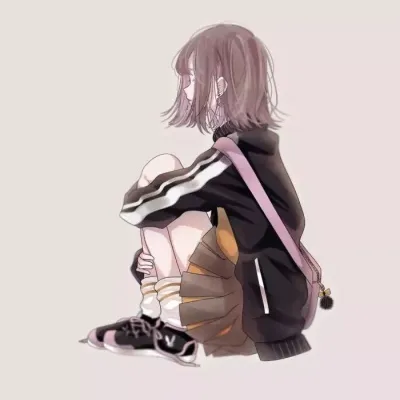 蹲在地上的女生漫画头像第1张