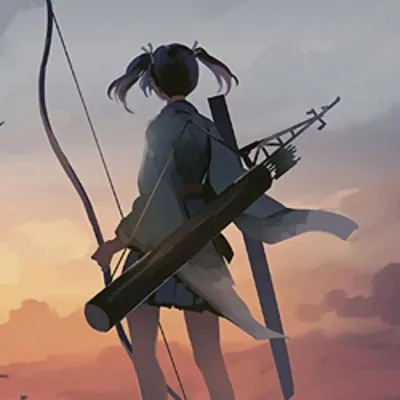 高清帅气的背弓箭女生动漫背影头像图片第1张