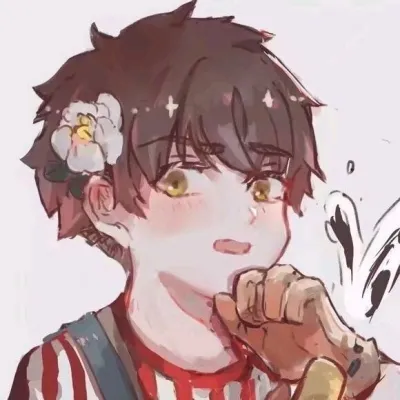 头上戴花可爱漫画情侣头像一男一女图片第1张