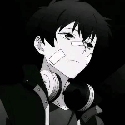 高清丧气的男生孤傲冷酷超清黑白动漫图片第1张