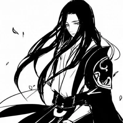 高清忧郁的古风动漫黑白男头图片第1张